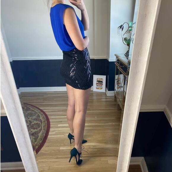 Speechless blue and black sequin mini dress medium - Picture 4 of 10